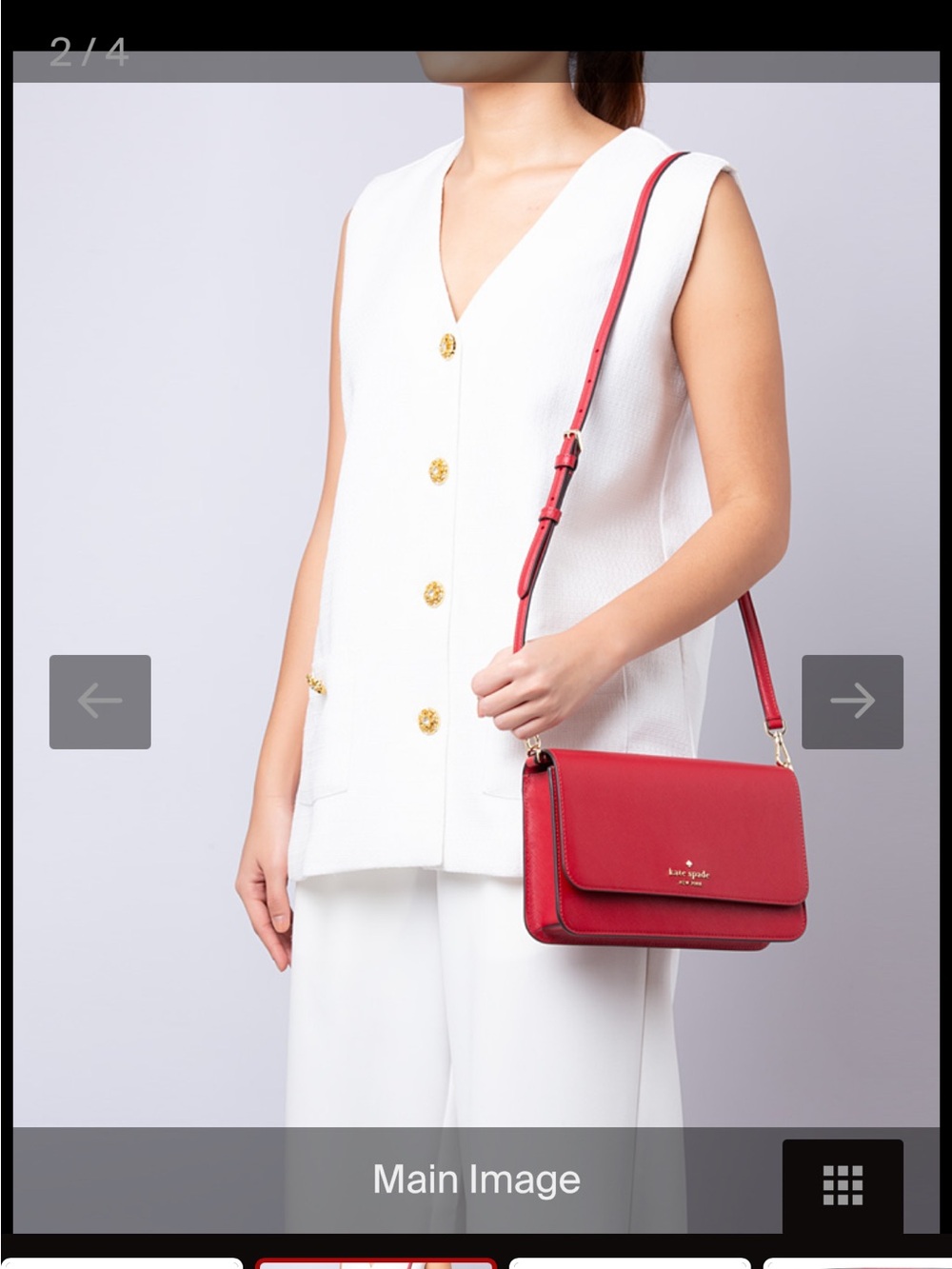 kate spade Red Leather Flap Crossbody with Gold Logo